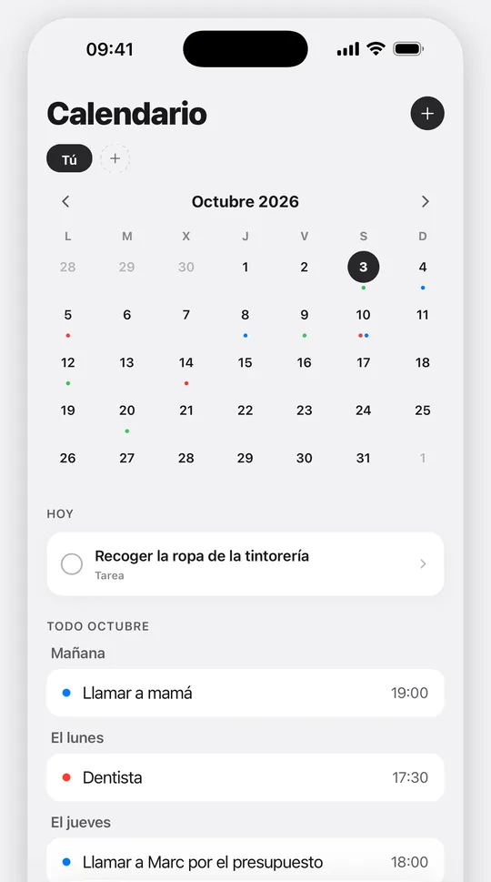 Calendario de Remmyn con los días que tienen algo marcado